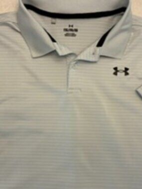 Under Armour Boys Striped Polo Shirt Youth XL Grey/White